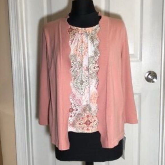 Beautiful 2 In 1 Alfred Dunner Shirt / Sweater 2X cardigan - Picture 1 of 6